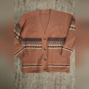 **Winter Sale!!** Pink Cotton Blend Knitted Cardigan Sweater Women